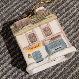 Vintage JSNY Christmas Village House Ceramic Bakery Store Belk Ornament